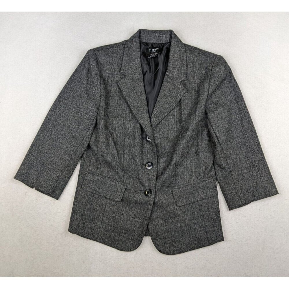 T. MILANO - WOMEN'S GRAY  3/4 SLEEVE BLAZER SUIT JACKET - SIZE 8